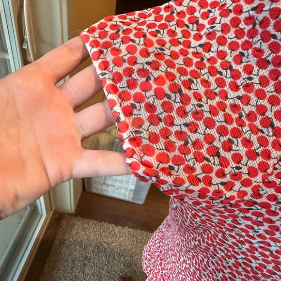 Sheer Mesh Cherry Printed Top - Picture 4 of 7
